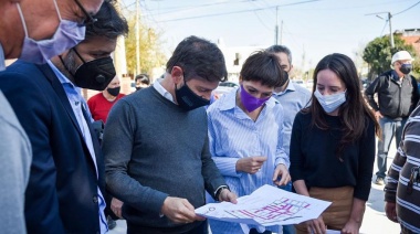 Mayra Mendoza y Axel Kicillof recorrieron la obra de pavimentación de 36 en Villa La Florida