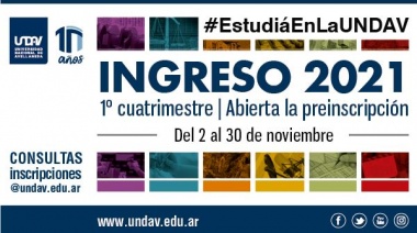 Ingreso 2021: la UNDAV abrió la inscripción a carreras  