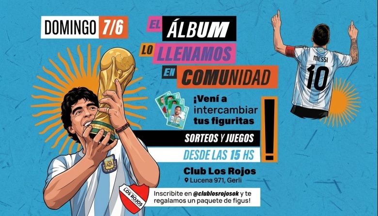 Gerli: El Club los Rojos organiza una jornada gratuita de intercambio de figuritas