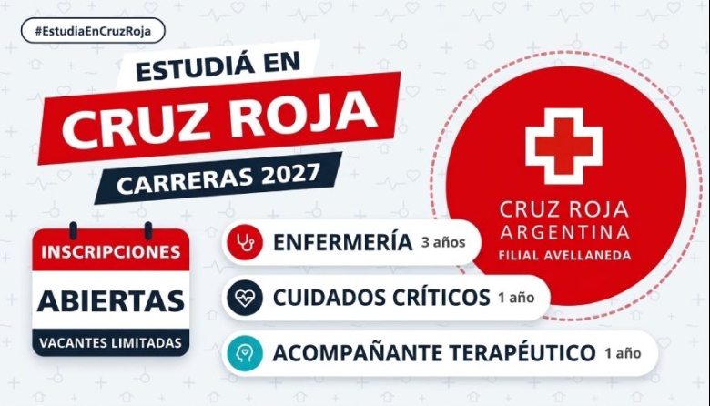 La Cruz Roja de Avellaneda ofrece tres carreras de salud para el ciclo lectivo 2027