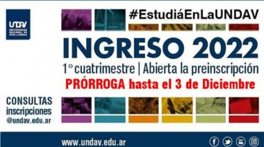 Ingreso 2022: la UNDAV extiende el período de inscripción a carreras