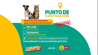 Nuevos puntos de castración gratuitos en Lanús