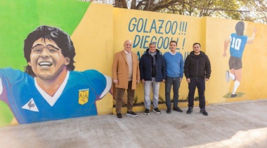 Lanús Gobierno inauguró un mural en homenaje a Diego Armando Maradona
