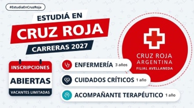 La Cruz Roja de Avellaneda ofrece tres carreras de salud para el ciclo lectivo 2027
